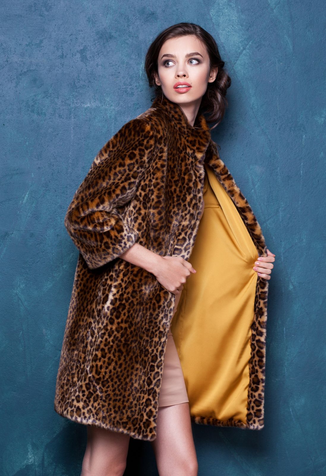Faux fur women's jacket - Leopard