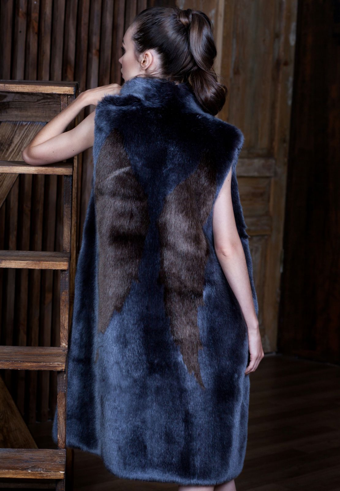 Faux fur women's vest - Sable Graphite