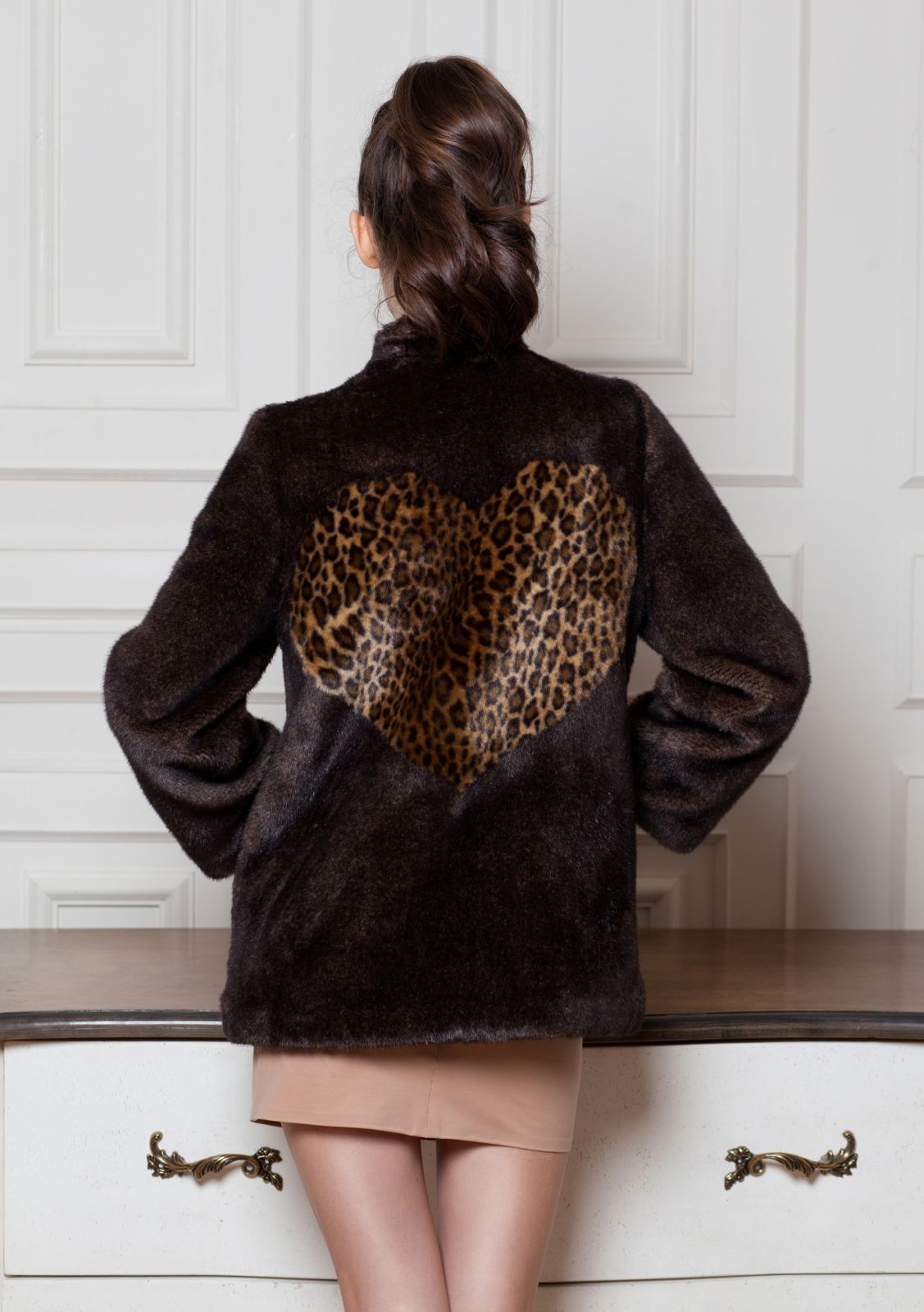 Faux fur women's jacket - Mink Cappuccino