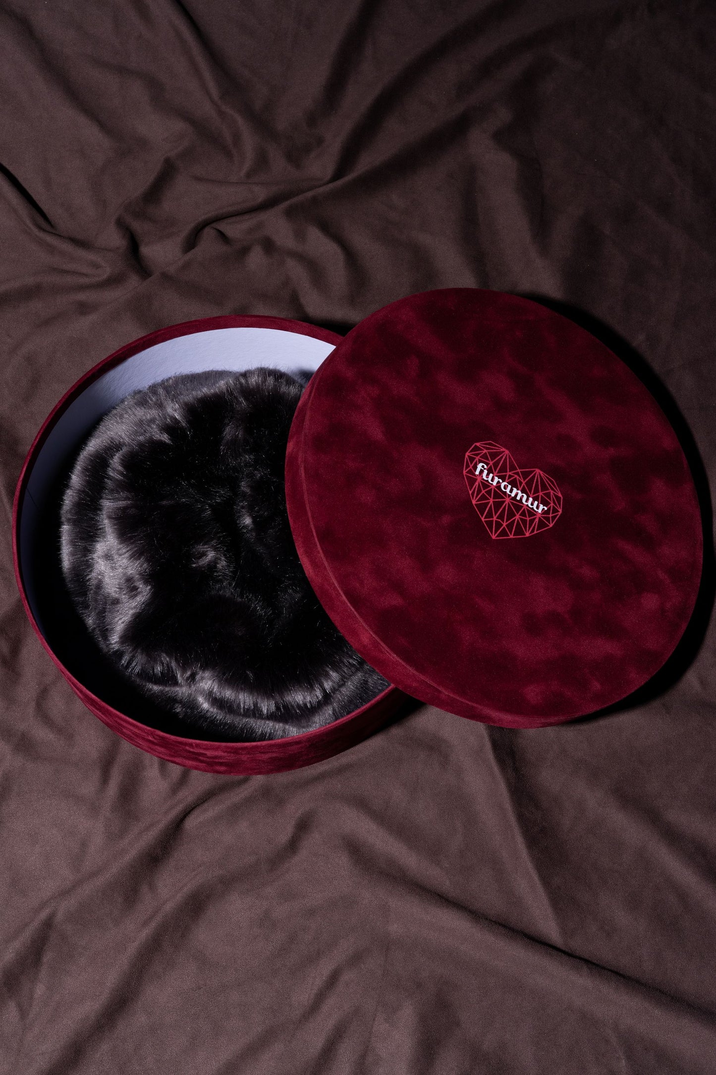 Faux fur women's kerchief - Astrakhan Garnet