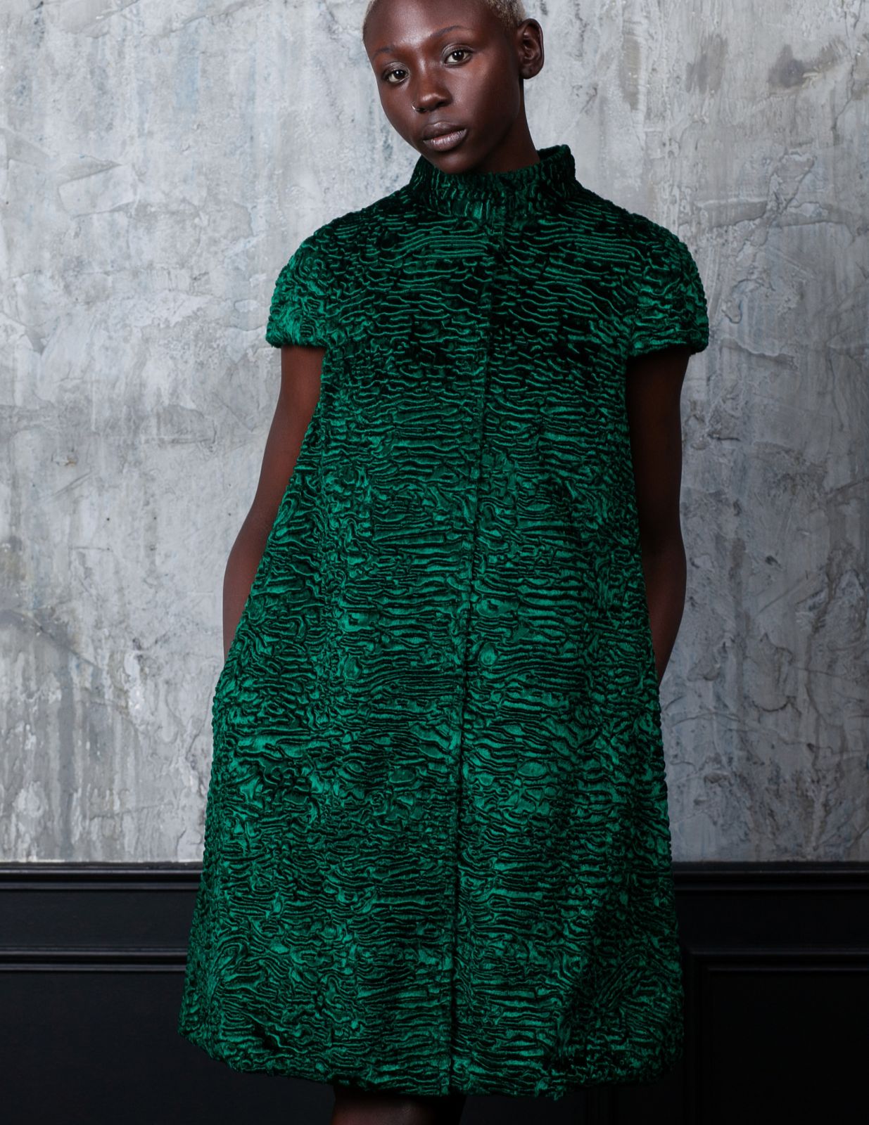 Faux fur women's vest - Astrakhan Emerald