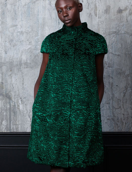 Faux fur women's vest - Astrakhan Emerald