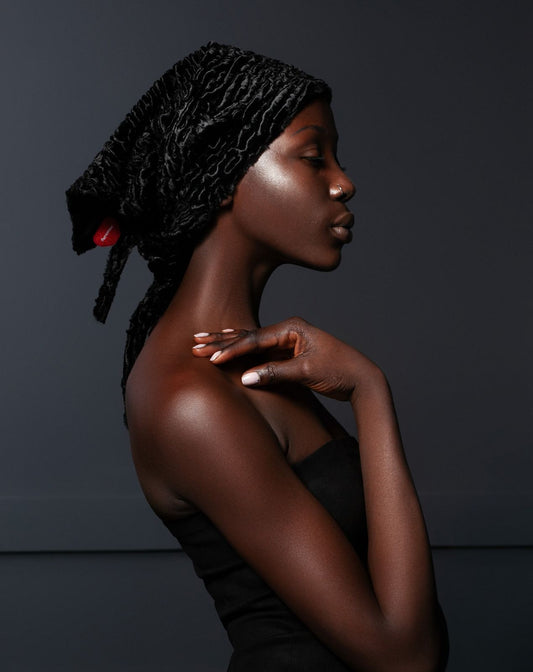 Faux fur women's kerchief - Astrakhan Obsidian