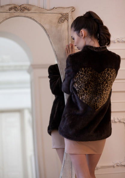 Faux fur women's jacket - Mink Cappuccino