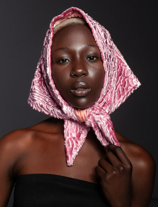 Faux fur women's kerchief - Astrakhan Quartz