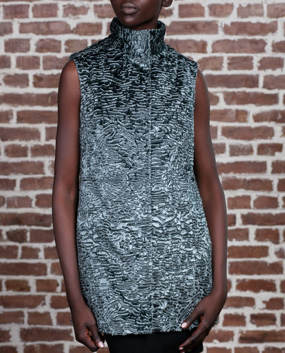 Faux fur women's vest - Astrakhan Marengo