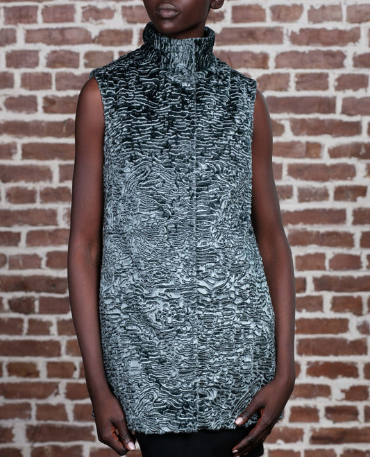 Faux fur women's vest - Astrakhan Marengo