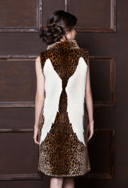 Faux fur women's vest - Leopard