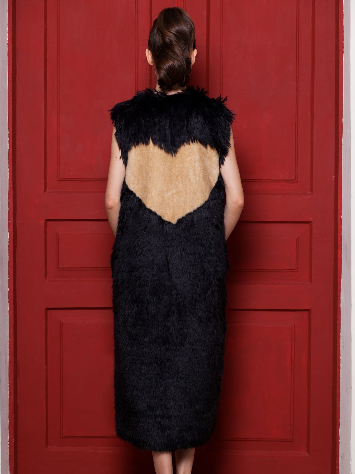 Faux fur women's vest - Lama Obsidian