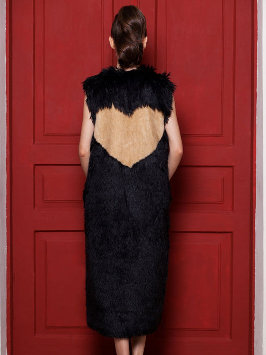 Faux fur women's vest - Lama Obsidian