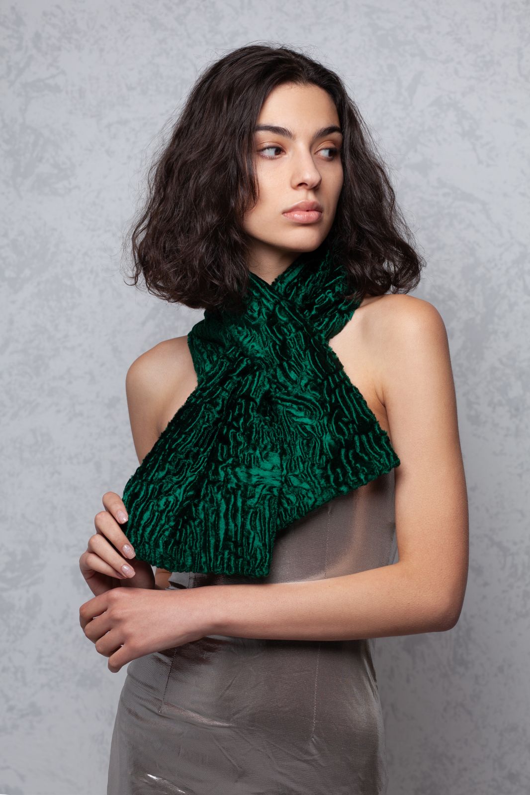 Faux fur women's skarf - Astrakhan Emerald – furamur