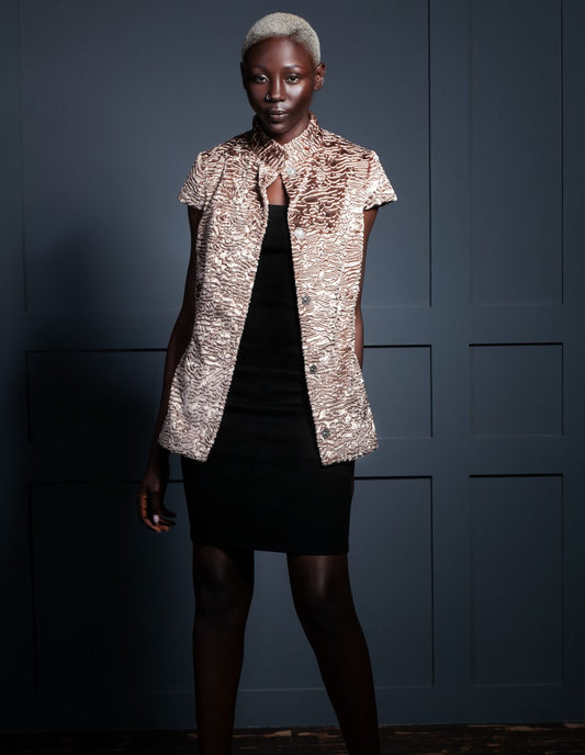 Faux fur women's vest - Astrakhan Onyx