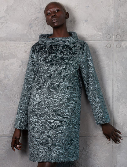 Faux fur women's sweater - Astrakhan Marengo