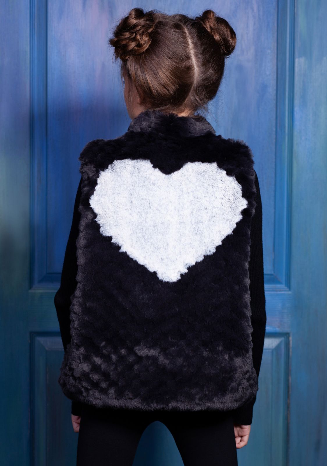 Faux fur kid's vest - Chinchilla Knitted Graphite