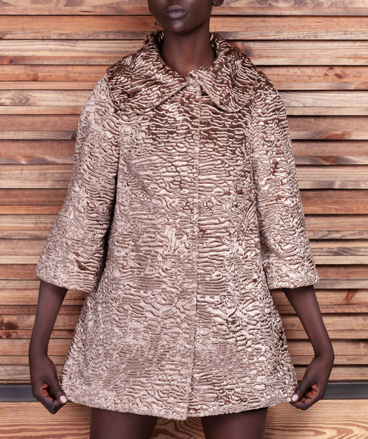 Faux fur women's jacket - Astrakhan Onyx