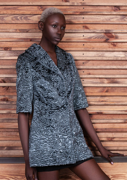 Faux fur women's jacket - Astrakhan Marengo