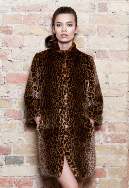 Faux fur women's jacket - Leopard