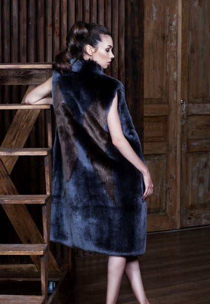Faux fur women's vest - Sable Graphite