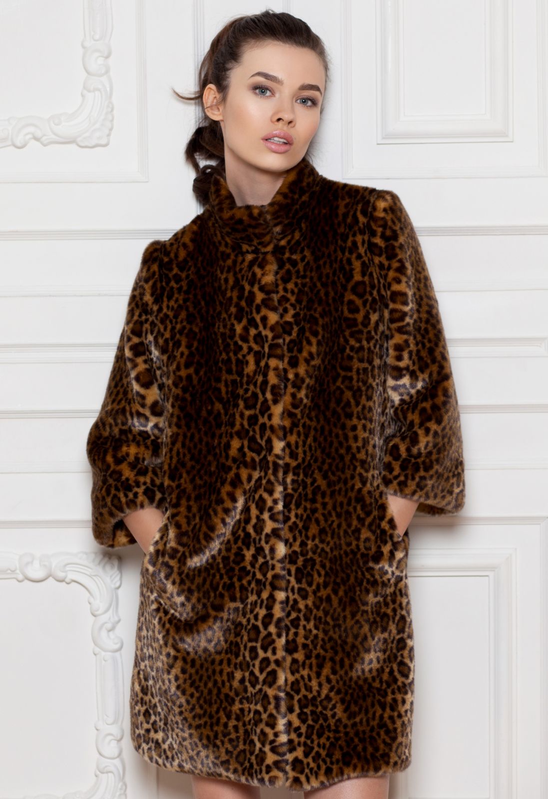 Faux fur women's jacket - Leopard