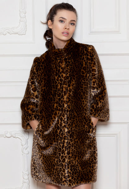 Faux fur women's jacket - Leopard
