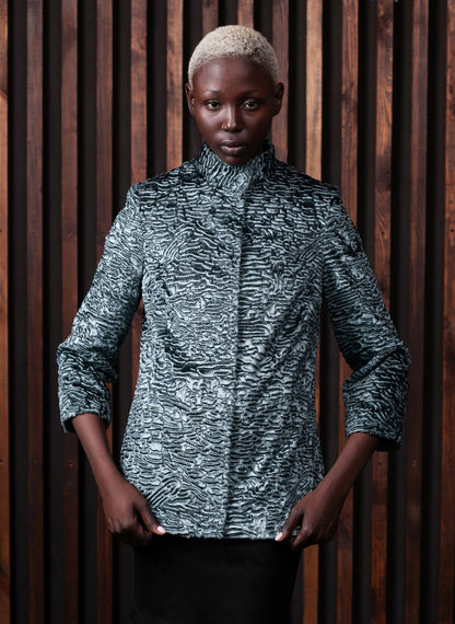 Faux fur women's jacket - Astrakhan Marengo