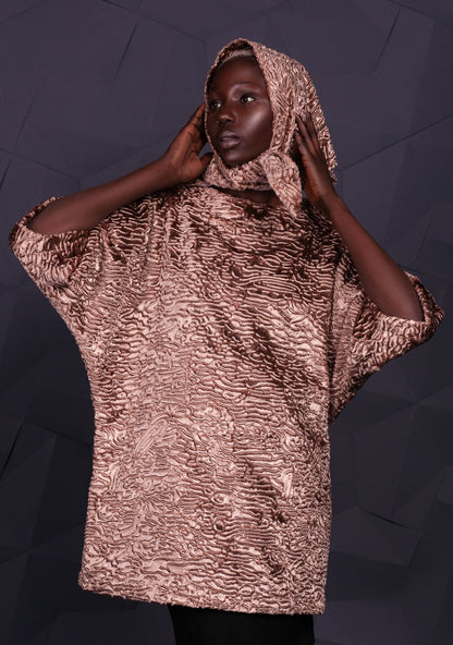 Faux fur women's kerchief - Astrakhan Onyx