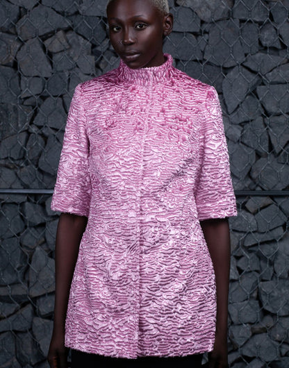 Faux fur women's jacket - Astrakhan Quartz