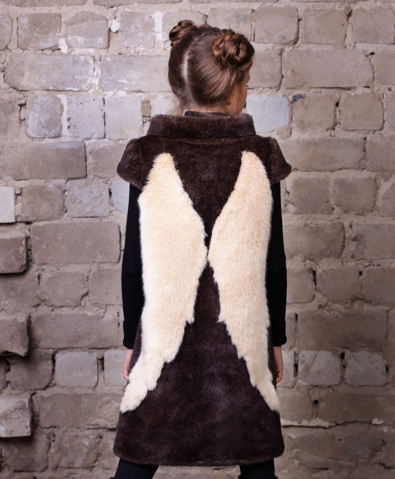 Faux fur kid's vest - Mink Cappuccino