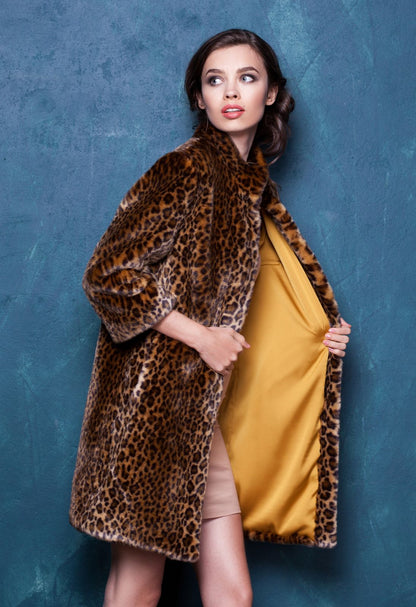Faux fur women's jacket - Leopard
