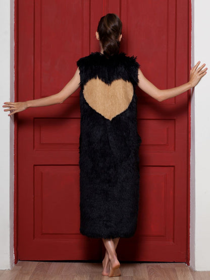 Faux fur women's vest - Lama Obsidian