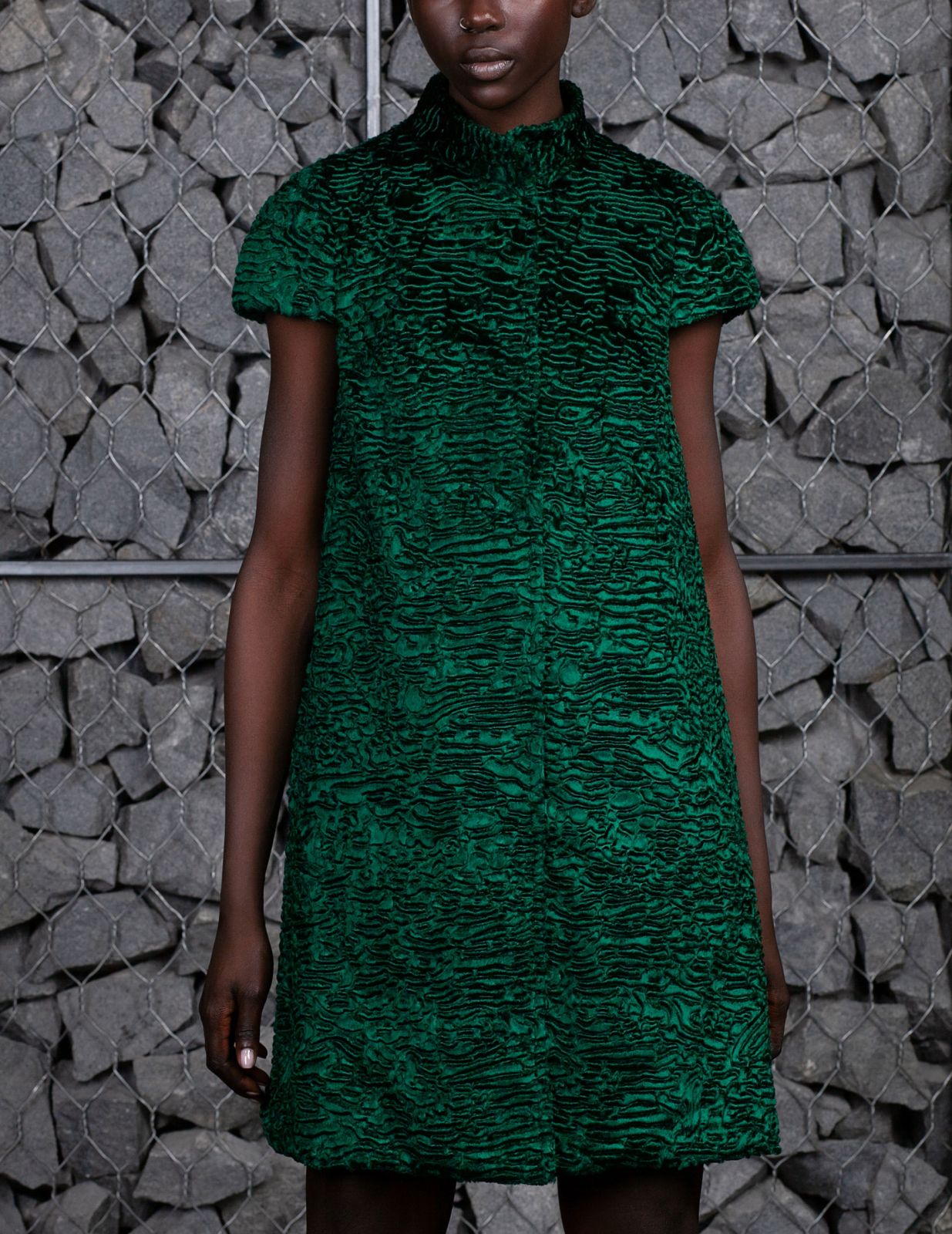 Faux fur women's vest - Astrakhan Emerald