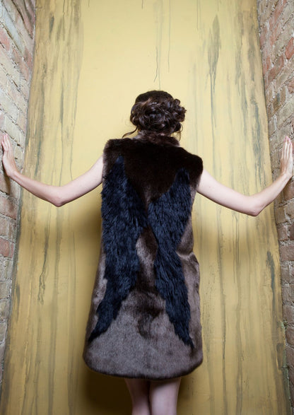 Faux fur women's vest - Sable Chocolate