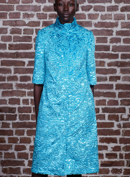 Faux fur women's jacket - Astrakhan Aquamarine