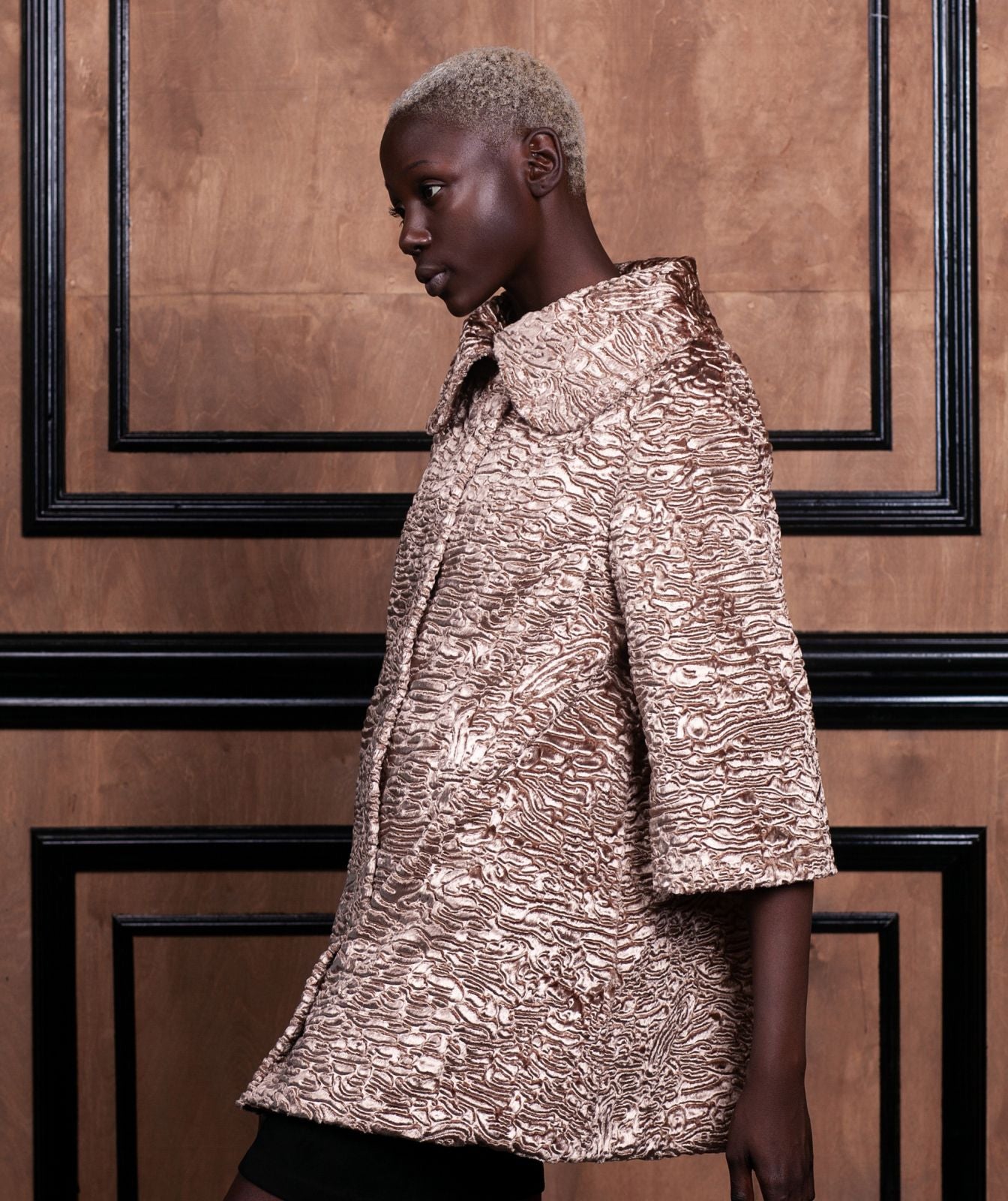 Faux fur women's jacket - Astrakhan Onyx