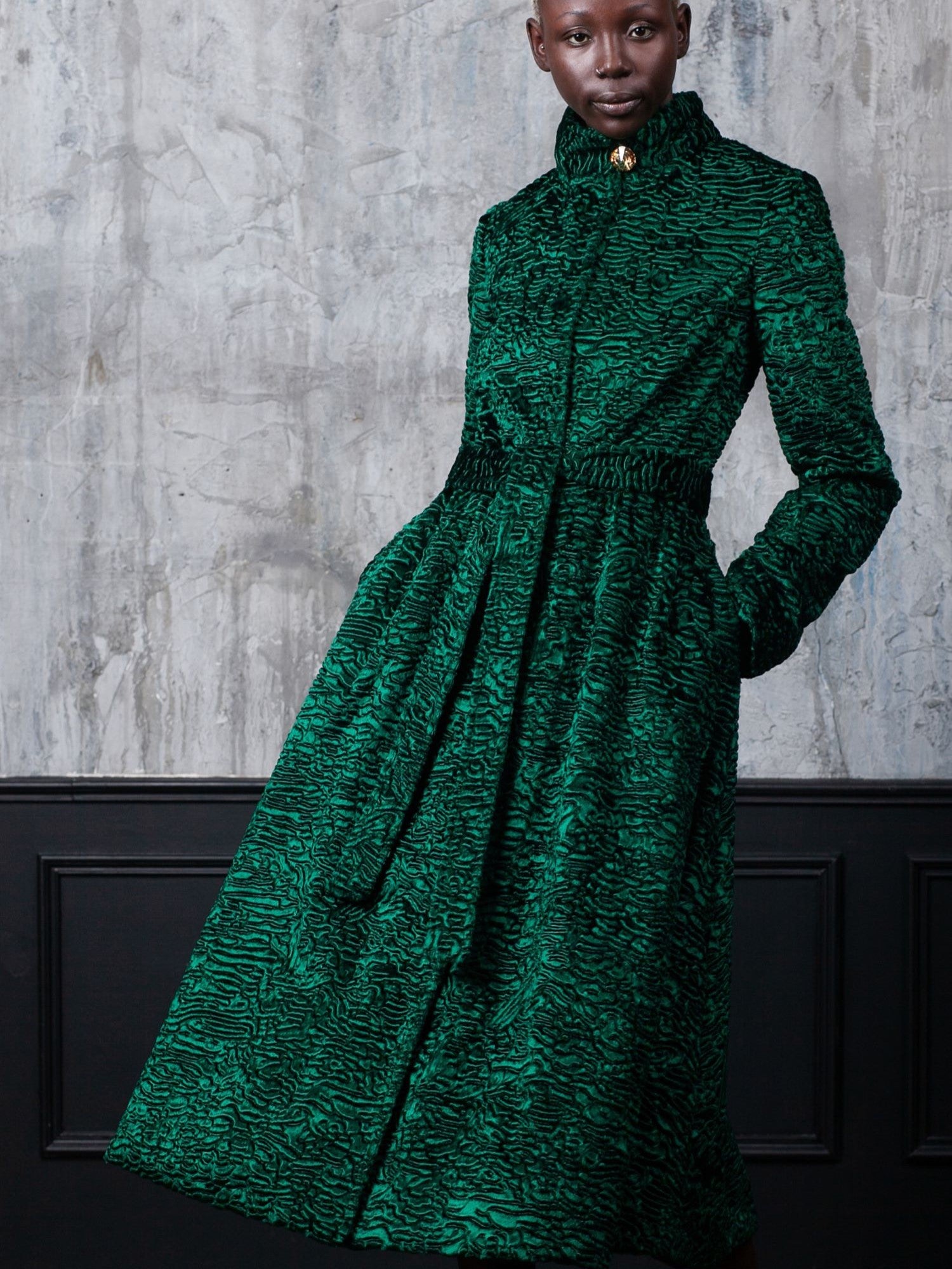 Faux fur women's coat - Astrakhan Emerald – furamur