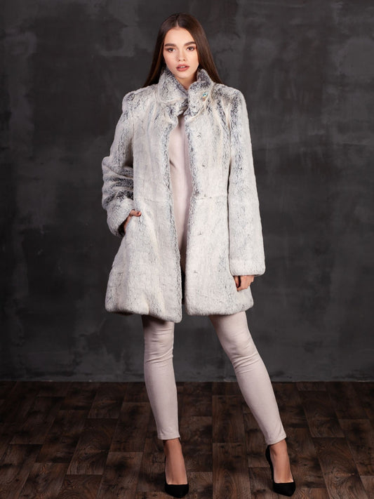 Faux fur women's coat - Chinchilla Diamond