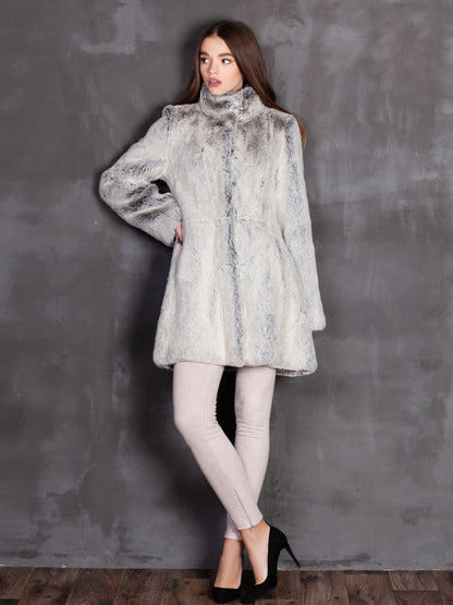 Faux fur women's coat - Chinchilla Diamond