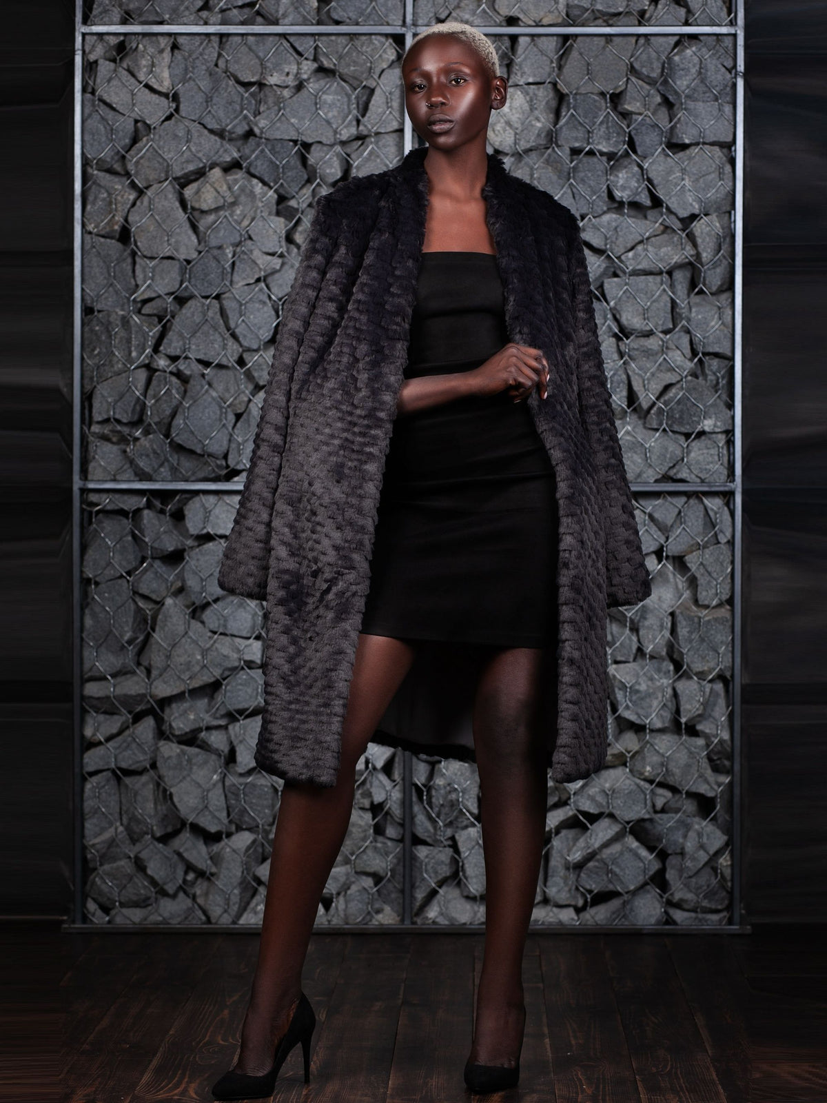 Coat - Chinchilla Knitted Graphite