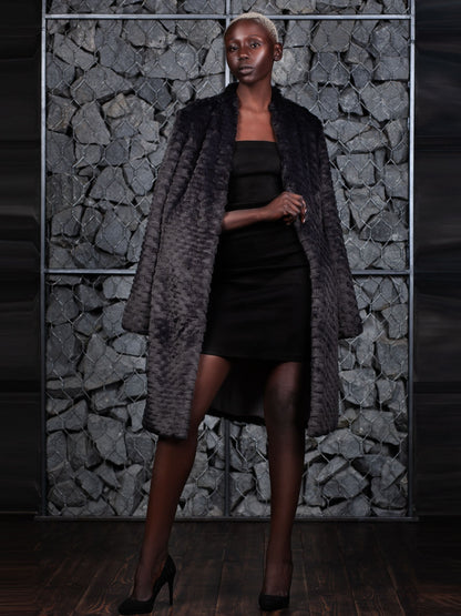 Coat - Chinchilla Knitted Graphite