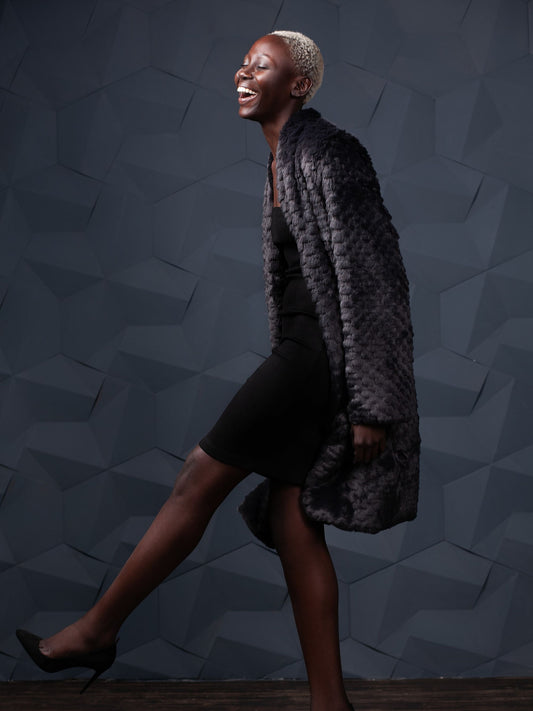 Coat - Chinchilla Knitted Graphite