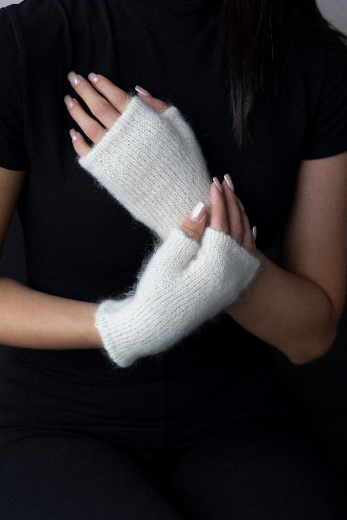 Mittens - Mohair Wool White