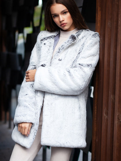 Faux fur women's coat - Chinchilla Diamond