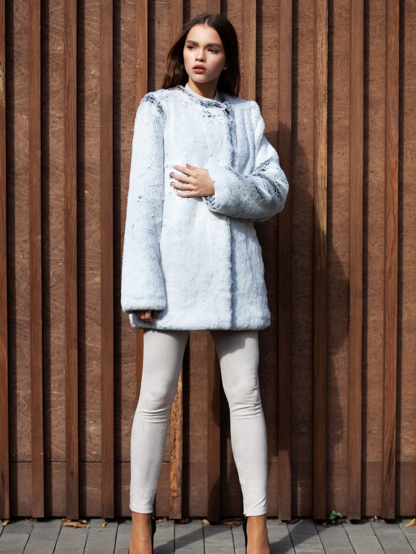 Faux fur women's coat - Chinchilla Diamond