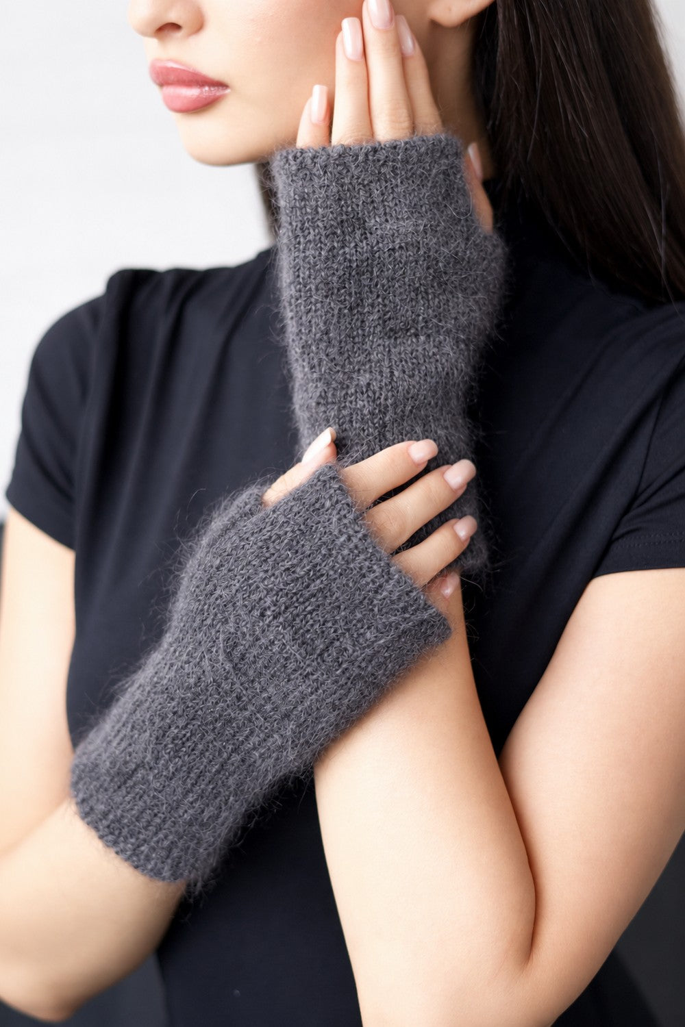 Mittens - Mohair Anthracite