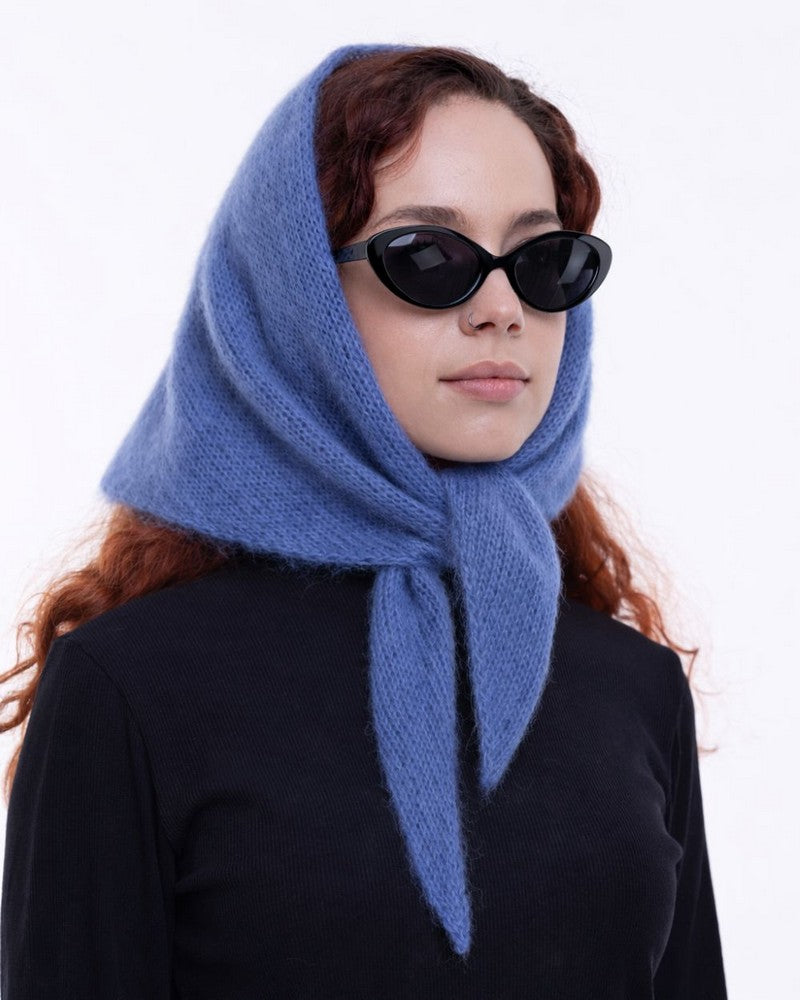 Headscarf - Mohair Basalt Blue