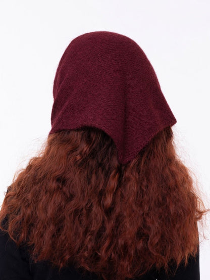 Hand-Knitted Head Scarf - Mohair Bordeaux