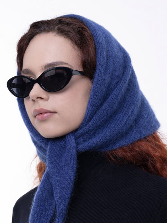 Hand-Knitted Head Scarf - Mohair Jeans
