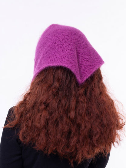 Hand-Knitted Head Scarf - Mohair Lilac