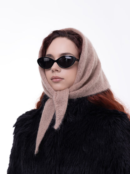 Hand-Knitted Head Scarf - Mohair Muscat