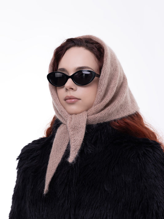 Hand-Knitted Head Scarf - Mohair Muscat